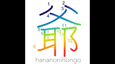 爺 - old man/grandpa/gramps/old geezer - Learn how to write Japanese Kanji 爺 - hananonihongo.com