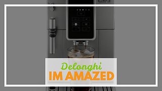 Delonghi super-automatic espresso coffee machine with an adjustable grinder, milk frother, make...