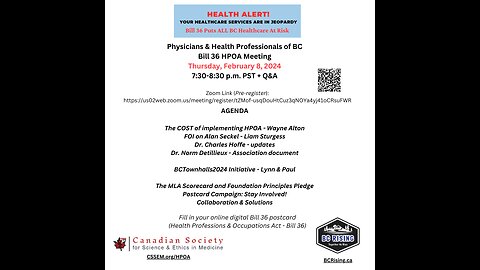 BC Physicians & Health Professionals HPOA (Bill 36) Meeting - Feb 8, 2024