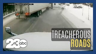 Treacherous winter weather on Northern California roadways