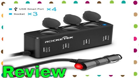 Rocketek 120W 3-Socket Cigarette Lighter Adapter, 12V/24V DC Outlet Splitter with 4 USB Ports Car