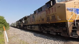 CSX B454 Loaded Sand Train with UP and NS Power from Sterling, Ohio June 3, 2023