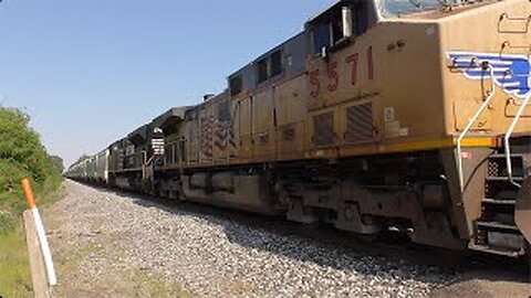 CSX B454 Loaded Sand Train with UP and NS Power from Sterling, Ohio June 3, 2023