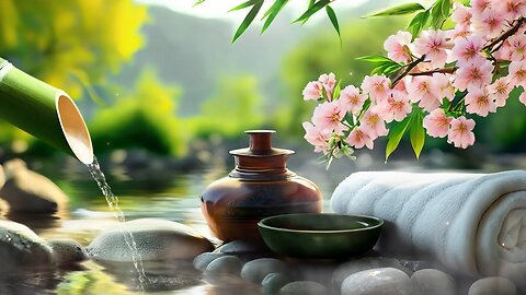 Bamboo Water Fountain and Healing Piano Music - Relaxing Music, Sleep Music, Spa Music, Meditation