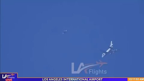 UFO crosses a government plan ✈️ while passing LAX with security detail plane on the left