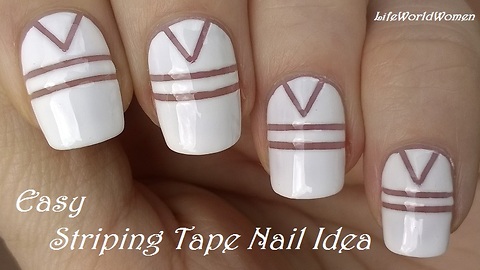 White striping tape nail design