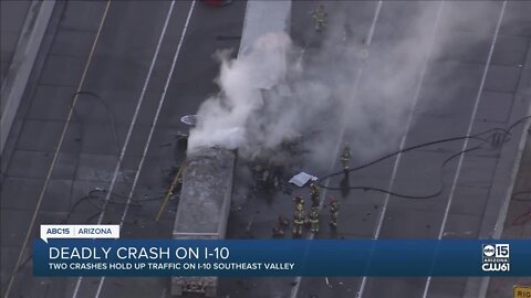 Two semi-truck-involved crashes snarled traffic on I-10 Thursday morning