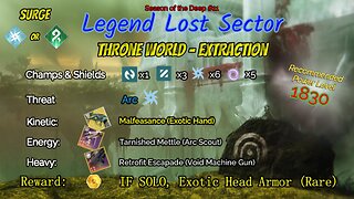 Destiny 2 Legend Lost Sector: Throne World - Extraction on my Arc Warlock 6-8-23