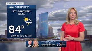 Windy and warm Tuesday with a few storms