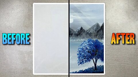 Blue Tree | Black And White Landscape | Easy Painting For Beginners