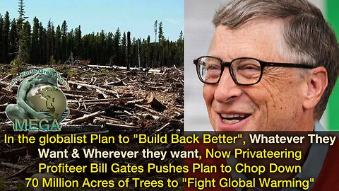 In the globalist Plan to "Build Back Better" Whatever They Want & Wherever they want, Now Privateering Profiteer Bill Gates Pushes Plan to Chop Down 70 Million Acres of Trees to "Fight Global Warming"