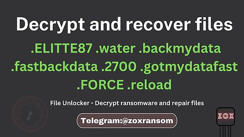 File Unlocker - .ELITTE87 .water .backmydata .fastbackdata .2700 .gotmydatafast .FORCE .reload