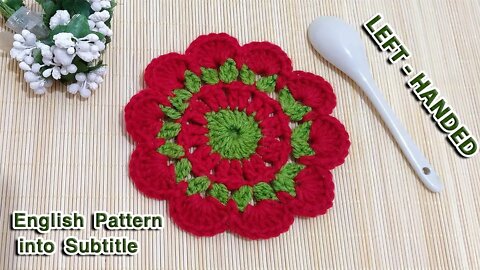 How to make a crochet round coaster - ( left handed ).