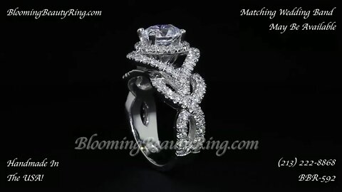 Double Twist Halo Diamond Engagement Ring Handmade In The USA – BBR 592