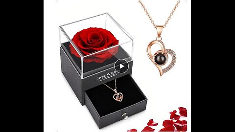 Projection Necklace Set With Rose Gift Box 100 Languages I Love You