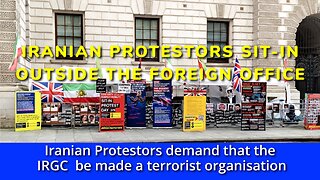 Iranian protestors "sit in" outside UK Foreign Office - Over 400 days now