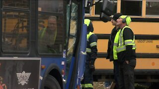 6 brought to hospital after school bus, MCTS bus crash at Milwaukee library
