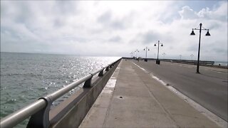 December 12, 2019: Key West, Florida, walking at Edward B. Knight Pier.