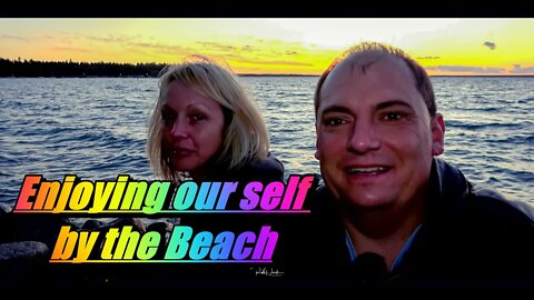 Enjoying our self by the Beach as the Sun is Setting Nomad Outdoor Adventure & Travel Show Vlog#44