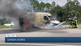 Amazon vehicle catches fire in Lehigh Acres