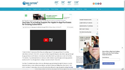 2020 YouTube TV is Ending Apple In App Purchases for Existing Subscribers