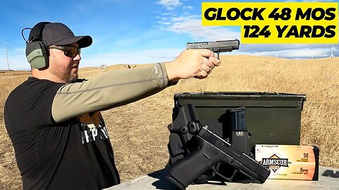 Shooting a Glock 48 at 124 yards with Iron Sights! | G48 MOS