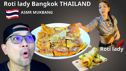 ASMR Mukbang roti lady bangkok Thailand,Asmr eating Roti,PUY ROTI LADY