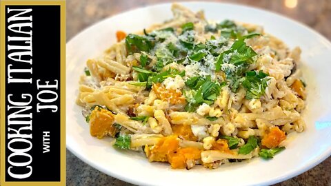Pasta with Butternut Squash, Goat Cheese, and Walnuts | Cooking Italian with Joe