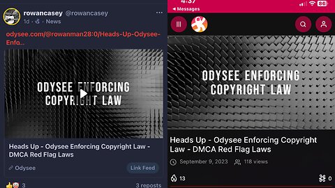 ODYSEE Enforcing Copyright Law - Full Lesson on YouTube link in DB below