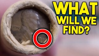 OLD COINS FOUND IN A BANK ROLL!! COIN ROLL HUNTING PENNIES