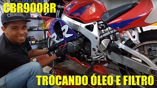 TROCANDO ÓLEO E FILTRO DA CBR900RR E CONTINUANDO O TESTE DO SUPORTE DE CELULAR