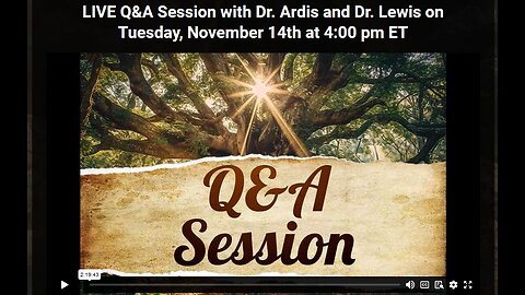 HG- Ep QnA: LIVE Q&A Session with Dr. Ardis and Dr. Lewis on Tuesday, November 14th at 4:00 pm ET