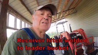 Receiver hitch added to loader bucket