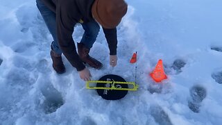 Ice fishing for walleye