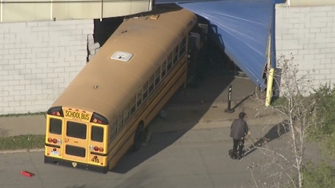 School bus crashes into building on Detroit's west side