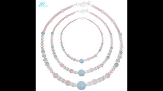 Rose Quartz jasper mop Milky Blue Aquamarine Healing Gemstone Necklace high quality03
