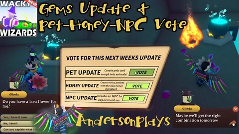 AndersonPlays Roblox Wacky Wizards [UPDATE] - Gems and Voting for Pets | Honey | NPC