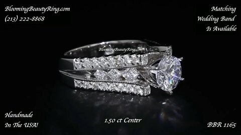 BBR 1165 Uniquely Designed Split Shank Diamond Engagement Ring Handmade In The USA