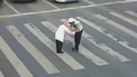 The Creative and Adorable Way 1 Police Officer Got an Elderly Man Across a Busy Road
