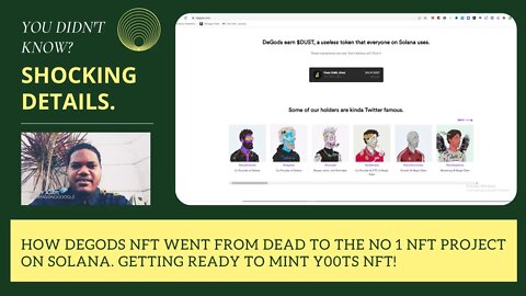 How Degods NFT Went From Dead To The No 1 NFT Project On Solana. Getting Ready To Mint Y00ts NFT!
