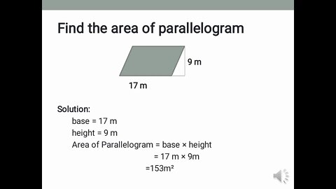 Maths B Class 6th Area of Parallelogram