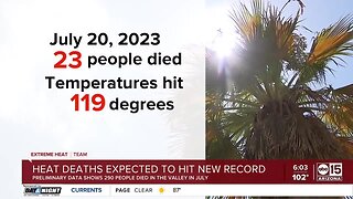 Preliminary data shows 290 people died in Maricopa County due to heat-related issues during month of July