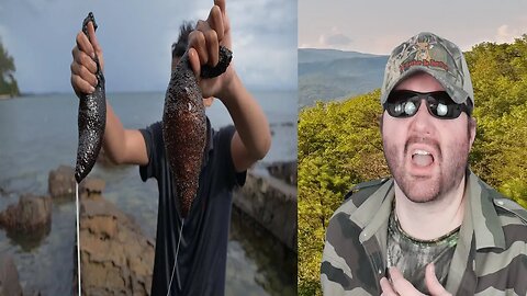 Black Sea Cucumber - Cook And Eat Sea Cucumber Animal (Wilderness Food) REACTION!!! (BBT)
