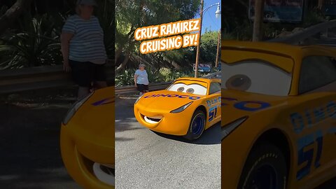 Cruz Ramirez cruising to Carsland #carsland #californiaadventure #cruzramirez #pixarcars #dca