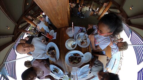 Blasian Babies Family Enjoy Dinner Polynesian Waterfront Restaurant San Diego Bay (GoPro Max 360)