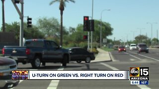 Who has the right of way: A vehicle making a U-turn or going right on red?