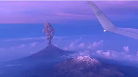 Volcanic eruption in Mexico seen from plane