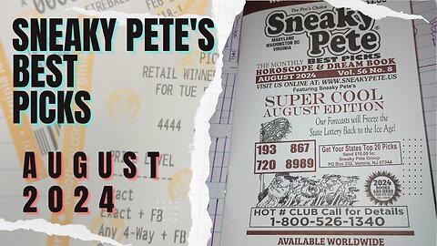 Sneaky Pete's Best Picks August 24 Lottery Predictions Guide