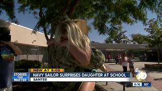 Navy sailor surprises daughter after deployement
