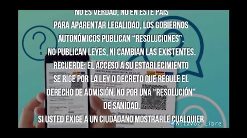 'CERTIFICADO COVID' El Gobierno le engaña. Coronavirus Covid 19 Plandemia